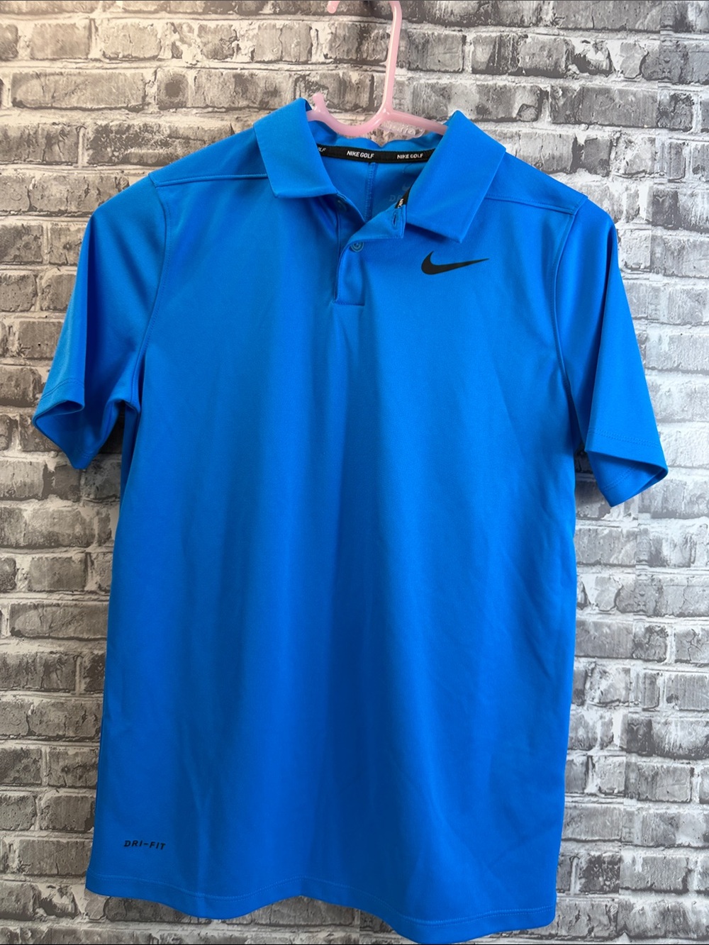 Nike Golf Bright Blue Dri-FIT Polo with Black Swoosh